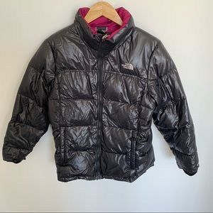 Girls north face size 18 puffer coat black